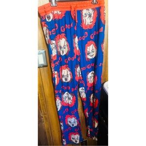 Men’s Blue and Red Graphic Pajama Pants